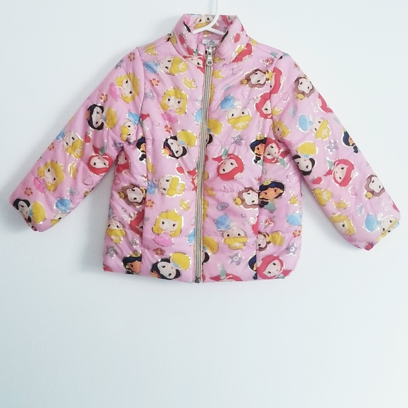 DISNEY Princess Characters Print Pink Puffer Jacket - Picture 7 of 14